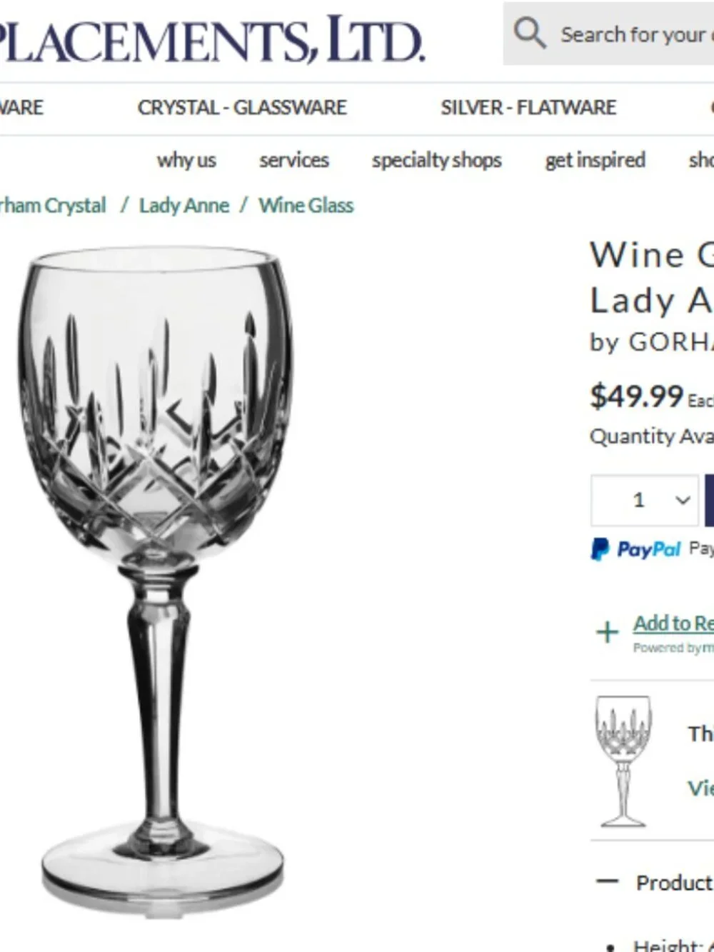 Gorham Lady Anne Crystal Wine glasses set of 3